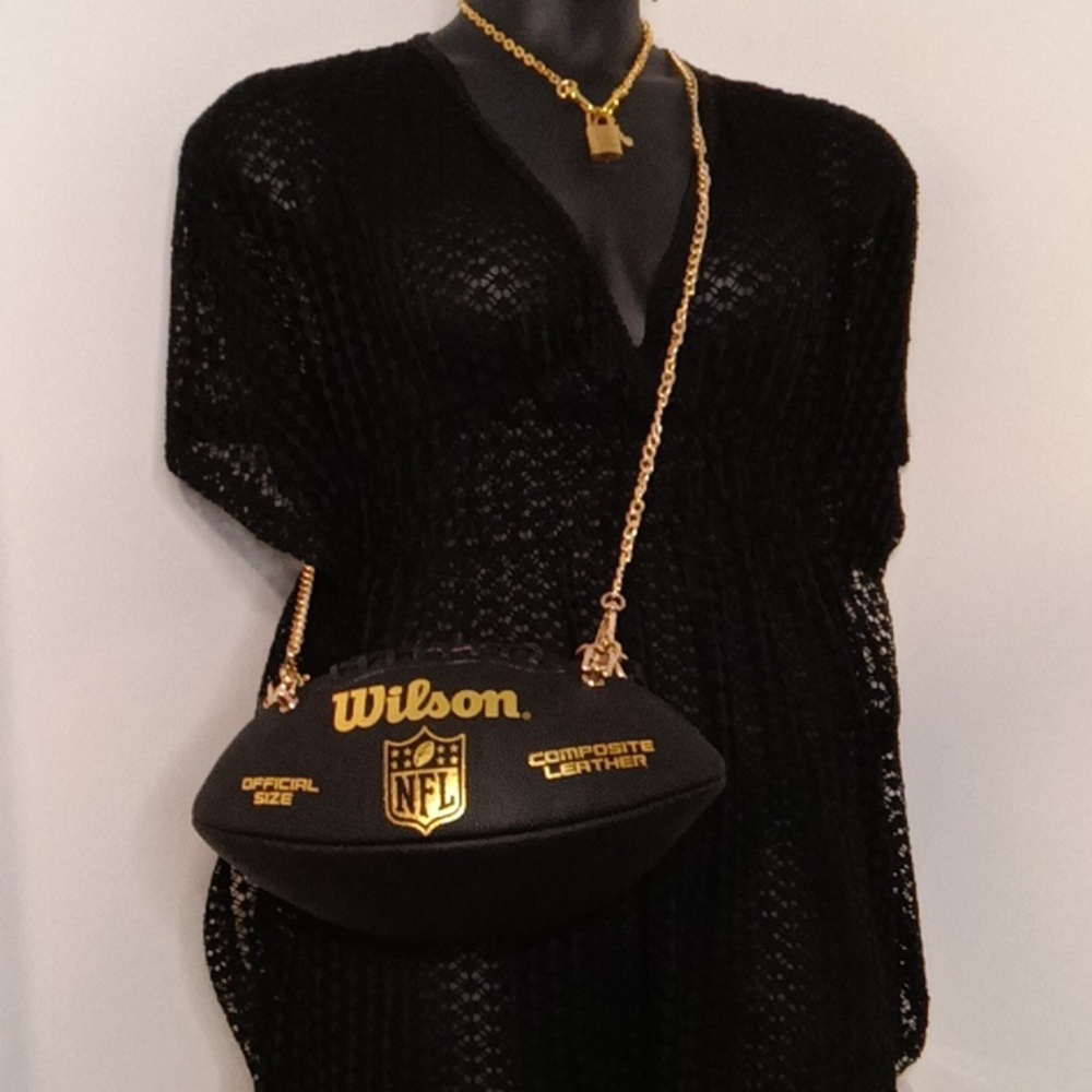 LIMITED EDITION Black and Gold Leather Football Bag π - Picture 4 of 17